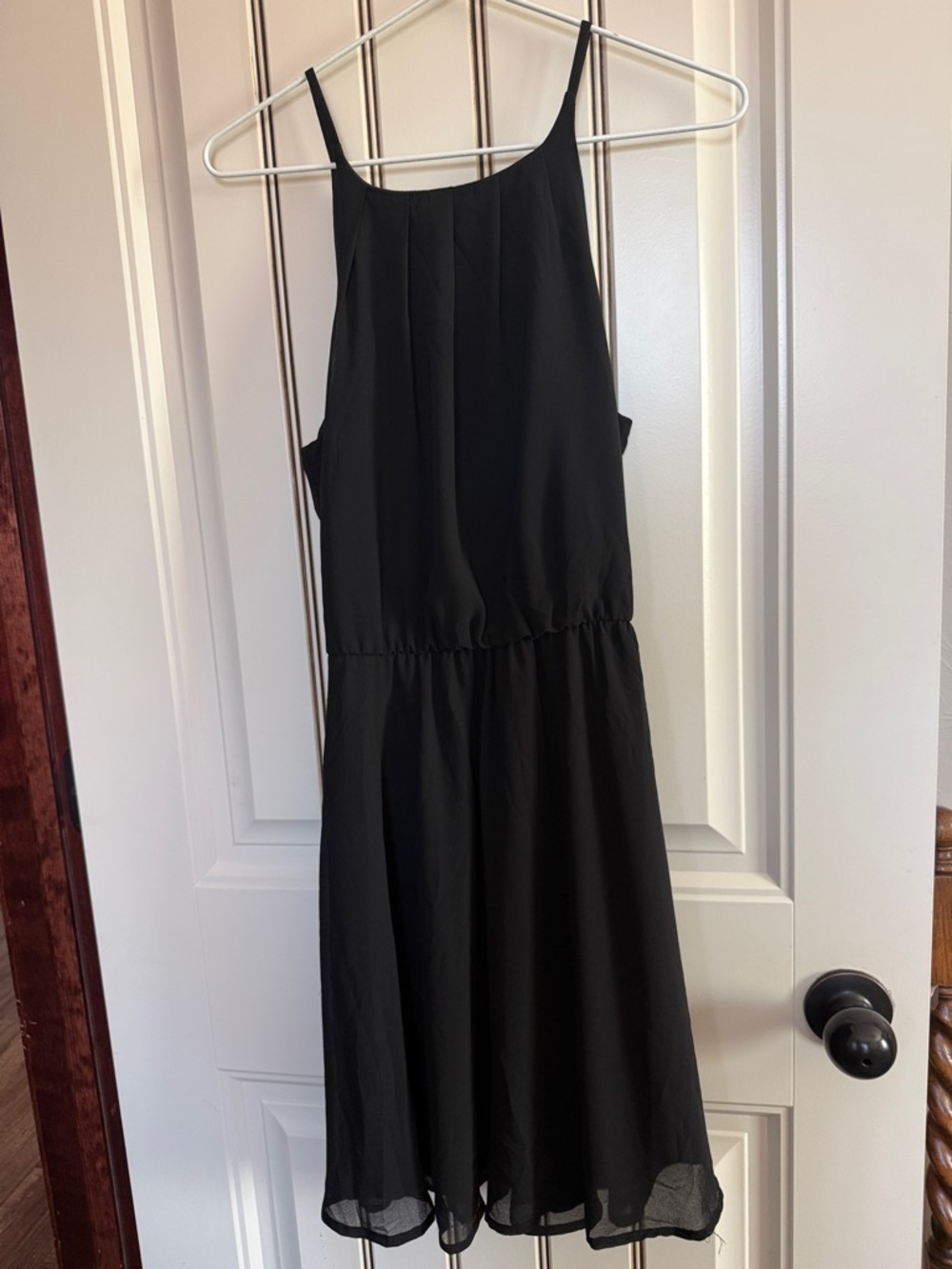 Black Size XS Spaghetti-Strap Dress With Flirty Skirt.excellent Condition. Nice